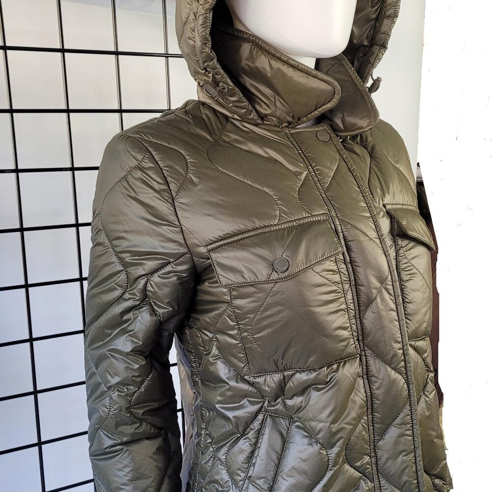 Olive/Khaki Calvin Klein Hooded Puffer Bubble 3/4 Coat For Mom